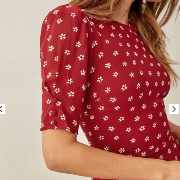 Reformation Bard Mini Dress, Red floral, Size 0 - Picture 2 of 6